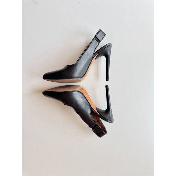 GIVENCHY Black Leather Gold Shark Lock Slingback Pointed Toe Pumps, Size 36 - Picture 14 of 16